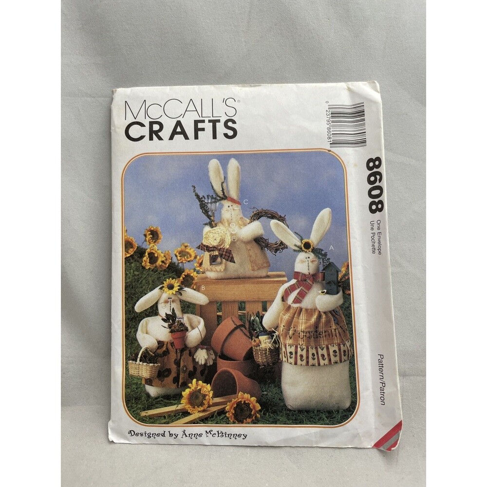 8608 McCalls Sewing Pattern Craft Bunnies 8" 9" 12" Anne McKinney Stuffed Animal
